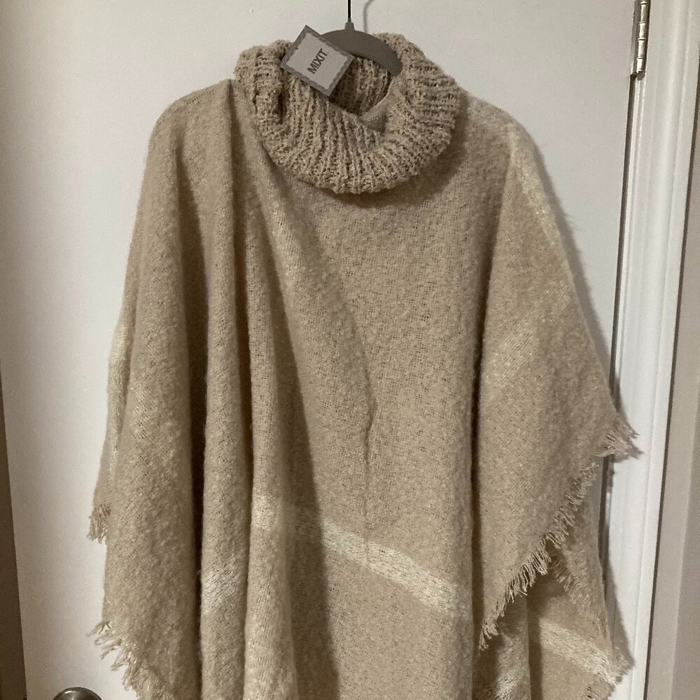 NWT blanket poncho with a cowl neck
